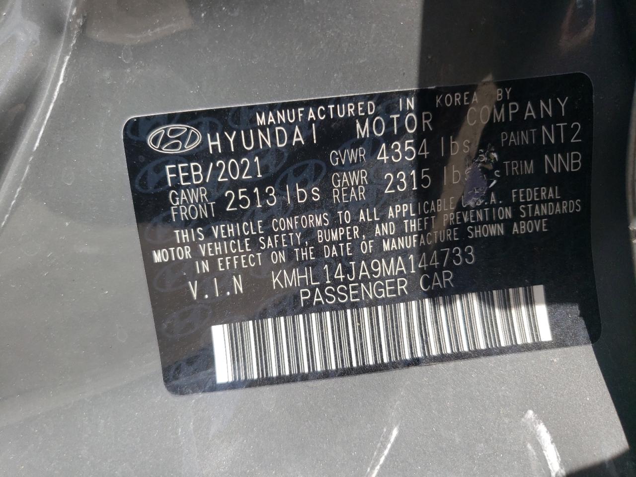 KMHL14JA9MA144733 2021 Hyundai Sonata Sel