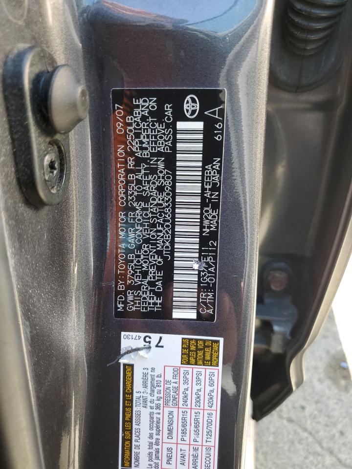 JTDKB20U683309807 2008 Toyota Prius