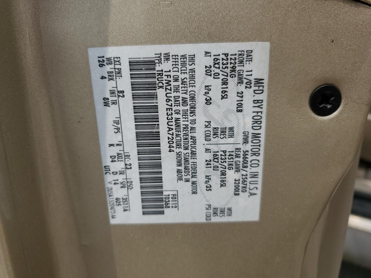 1FMZU67E33UA72044 2003 Ford Explorer Sport Trac