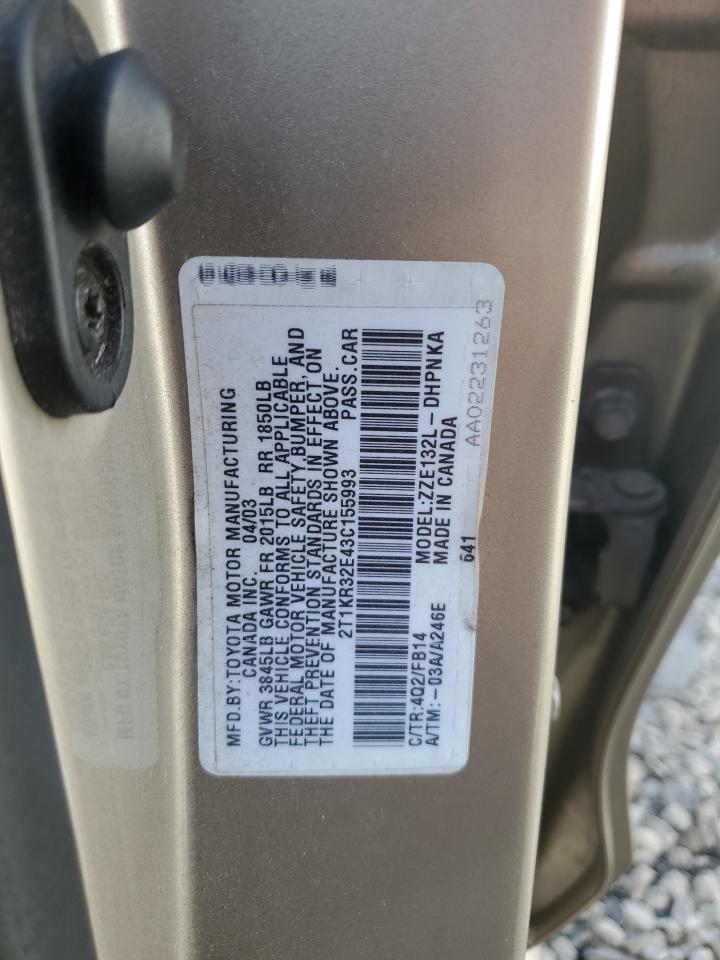 2T1KR32E43C155993 2003 Toyota Corolla Matrix Xr