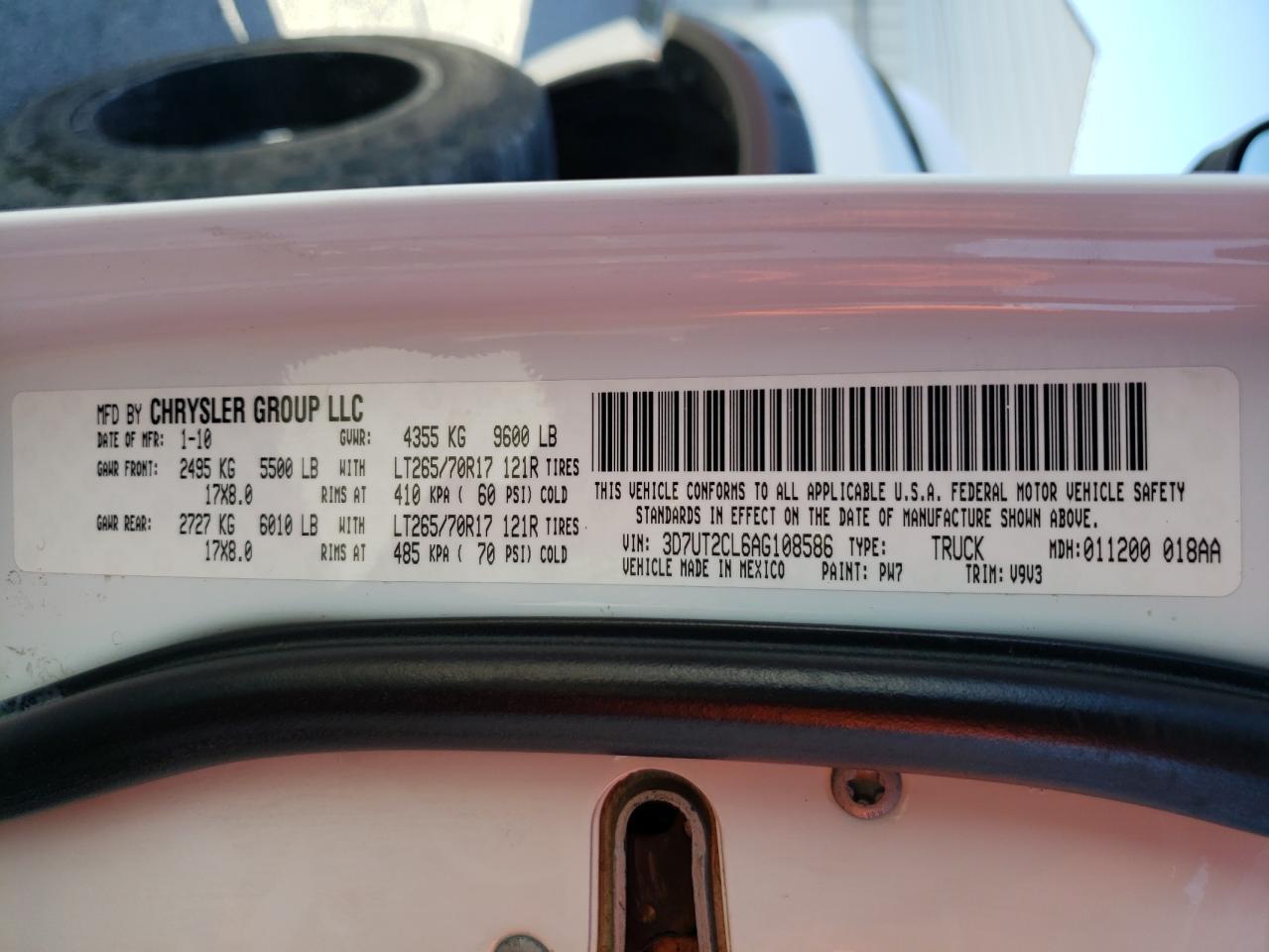 3D7UT2CL6AG108586 2010 Dodge Ram 2500