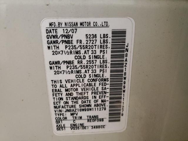 2009 Nissan Murano S VIN: JN8AZ18W99W111279 Lot: 48323104