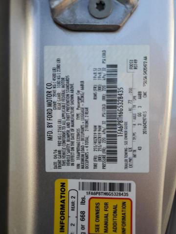 2016 Ford Mustang VIN: 1FA6P8TH6G5328435 Lot: 57507004