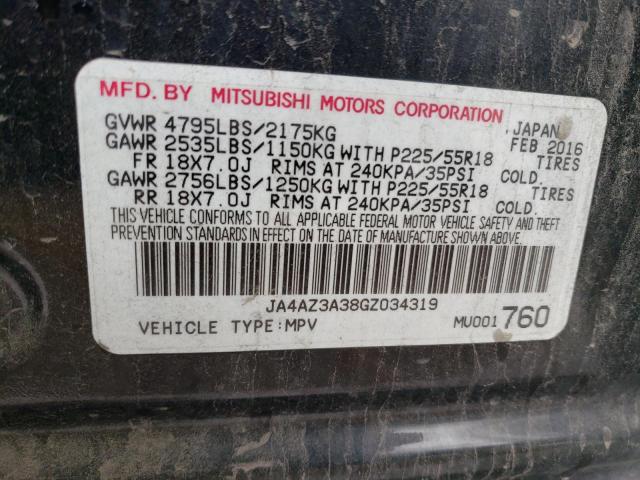 2016 Mitsubishi Outlander Se VIN: JA4AZ3A38GZ034319 Lot: 57571174