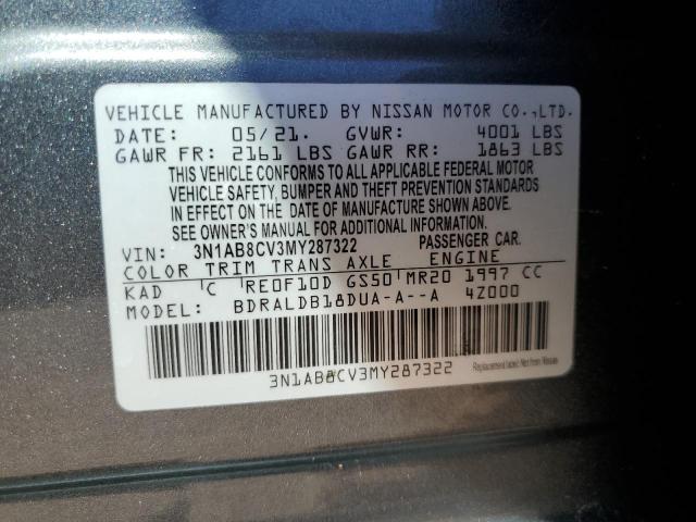 2021 Nissan Sentra Sv VIN: 3N1AB8CV3MY287322 Lot: 57689434