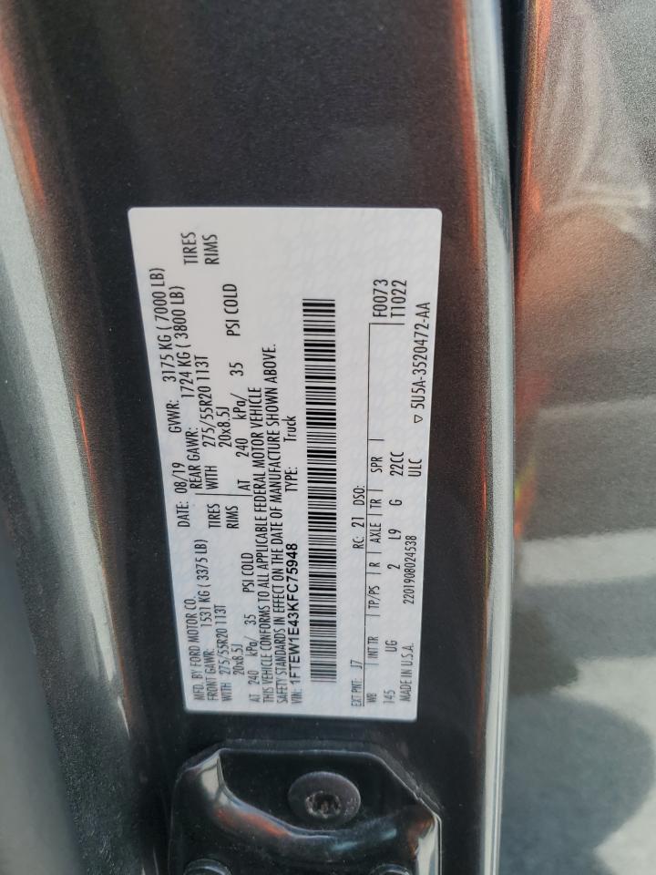 1FTEW1E43KFC75948 2019 Ford F150 Supercrew