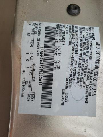 2002 Ford Focus Se VIN: 1FAFP36372W333651 Lot: 57083034