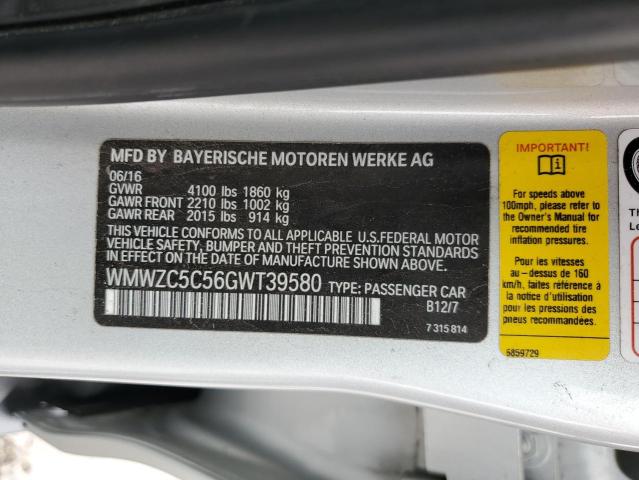 2016 Mini Cooper S Countryman VIN: WMWZC5C56GWT39580 Lot: 56860924