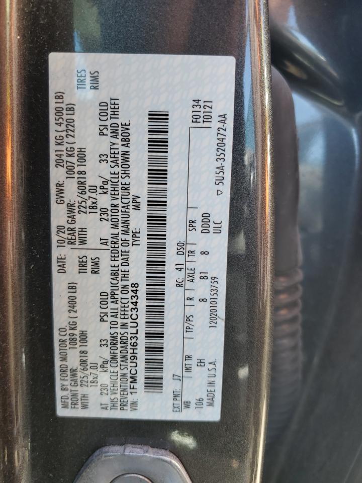 1FMCU9H63LUC34348 FORD ESCAPE 2020