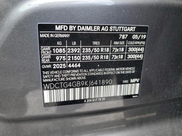 VIN WDCTG4GB9KJ641890 2019 Mercedes-Benz GLA-Class,... no.13