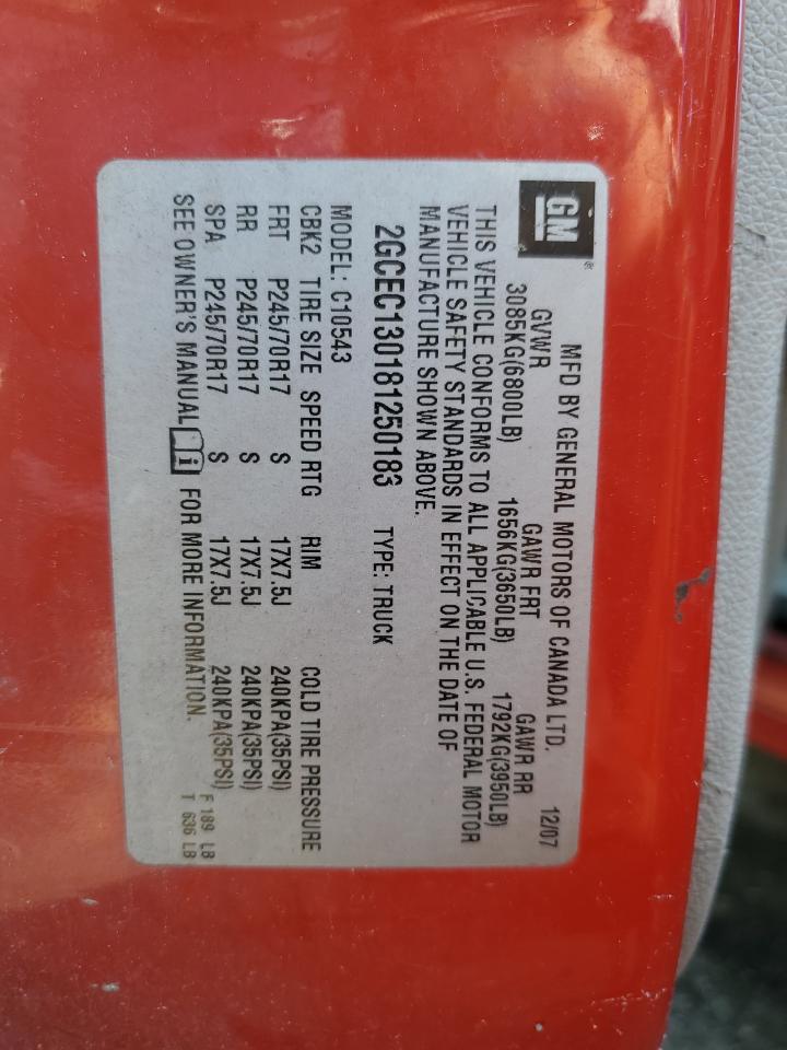 2GCEC130181250183 2008 Chevrolet Silverado C1500