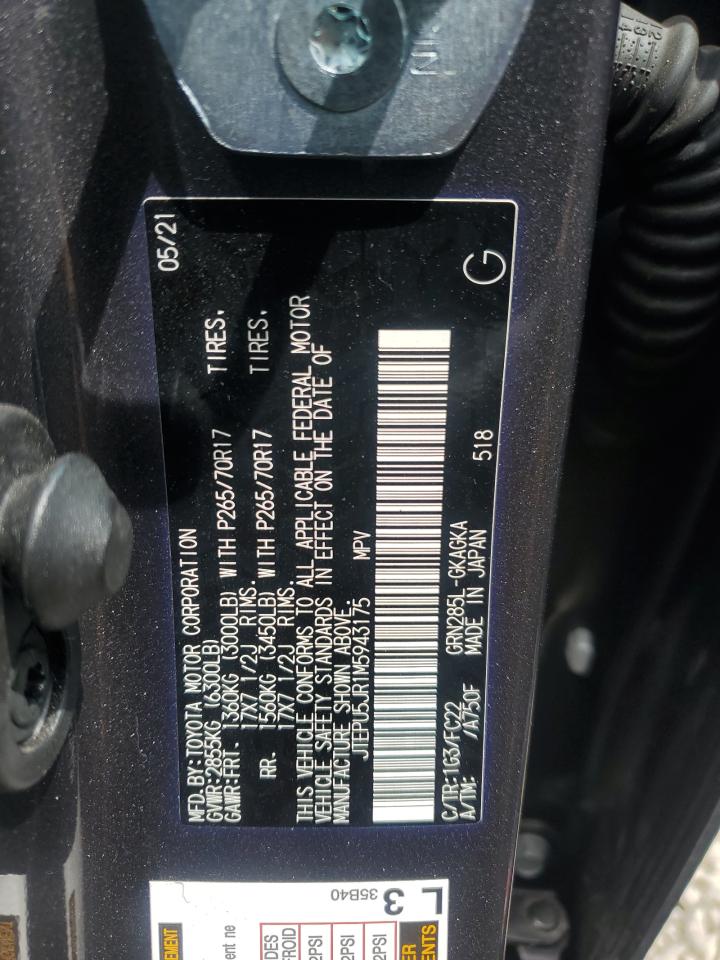 JTEPU5JR1M5943175 TOYOTA 4RUNNER 2021