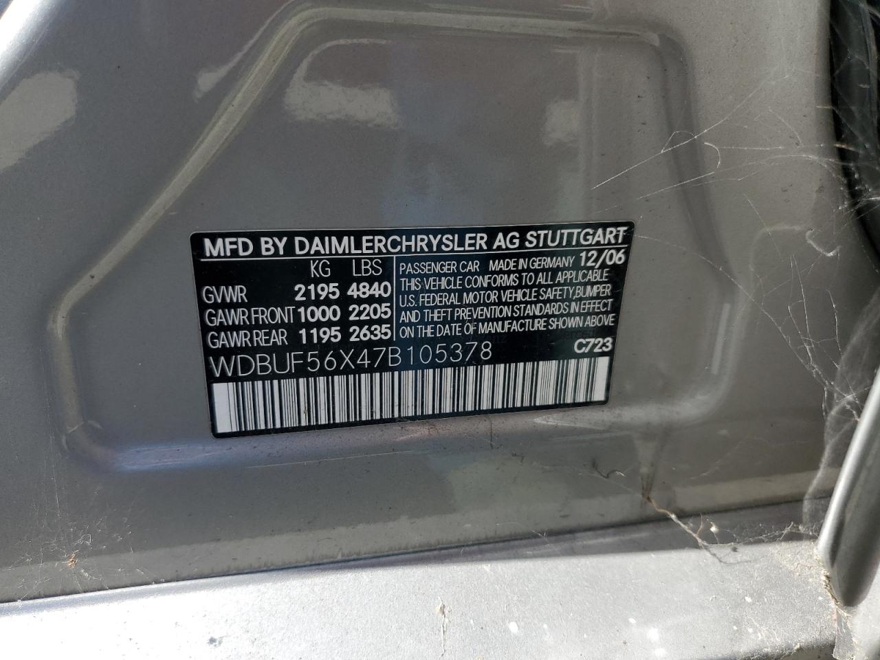 WDBUF56X47B105378 2007 Mercedes-Benz E 350