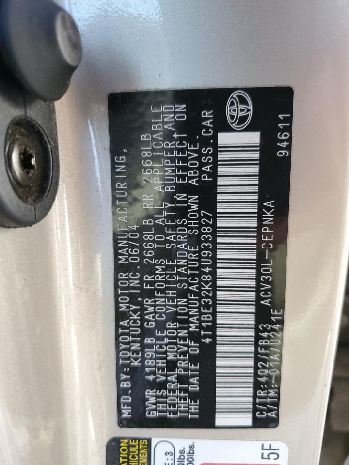 4T1BE32K84U933827 2004 Toyota Camry Le