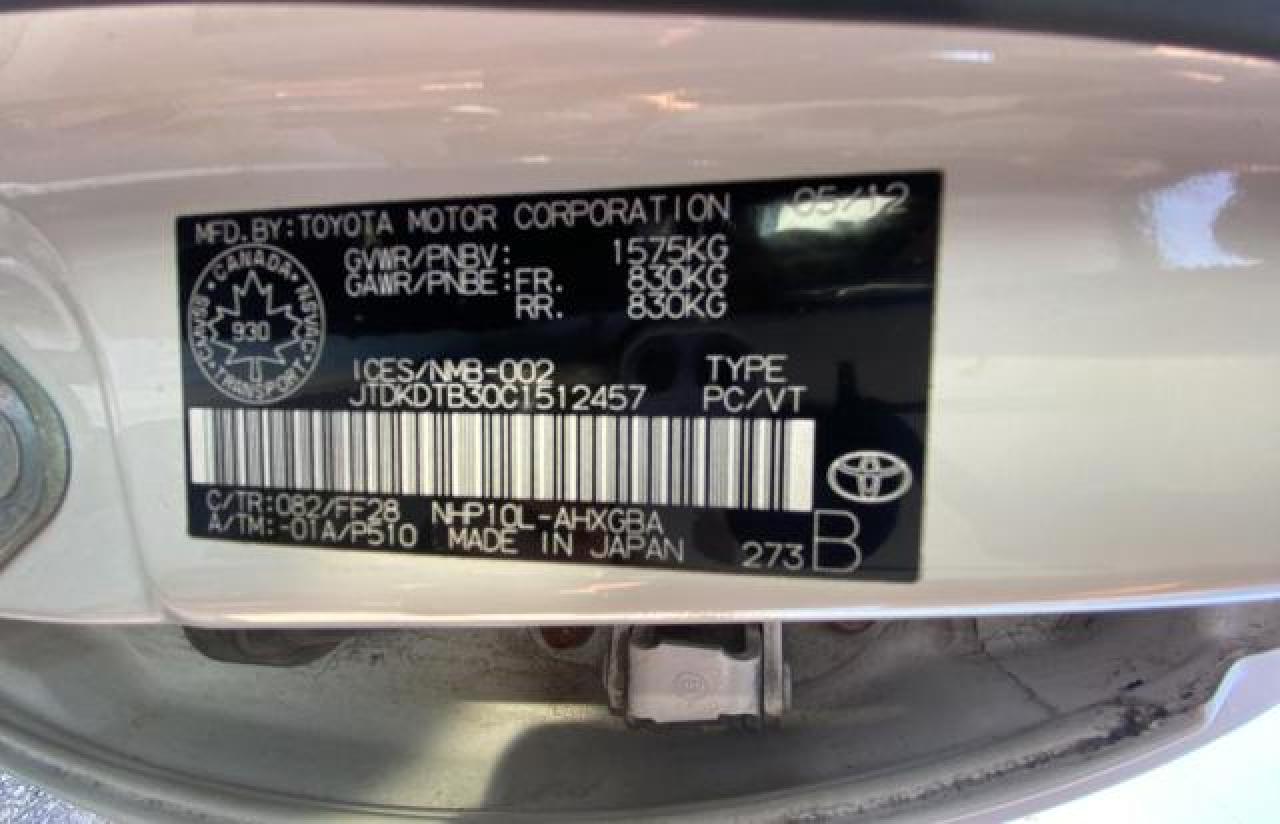 JTDKDTB30C1512457 2012 Toyota Prius C