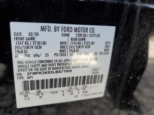 2020 Ford Edge Titanium VIN: 2FMPK3K93LBA71908 Lot: 57553664