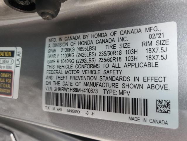 2021 Honda Cr-V Exl VIN: 2HKRW1H88MH410673 Lot: 57900734