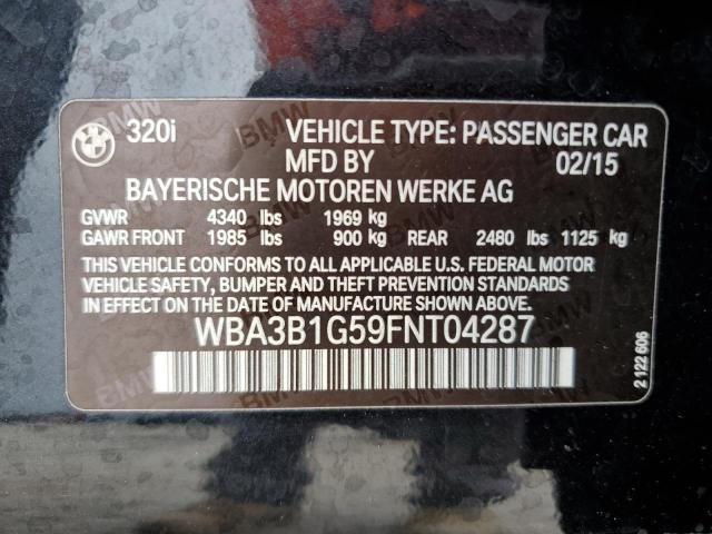 2015 BMW 320 I VIN: WBA3B1G59FNT04287 Lot: 58493334