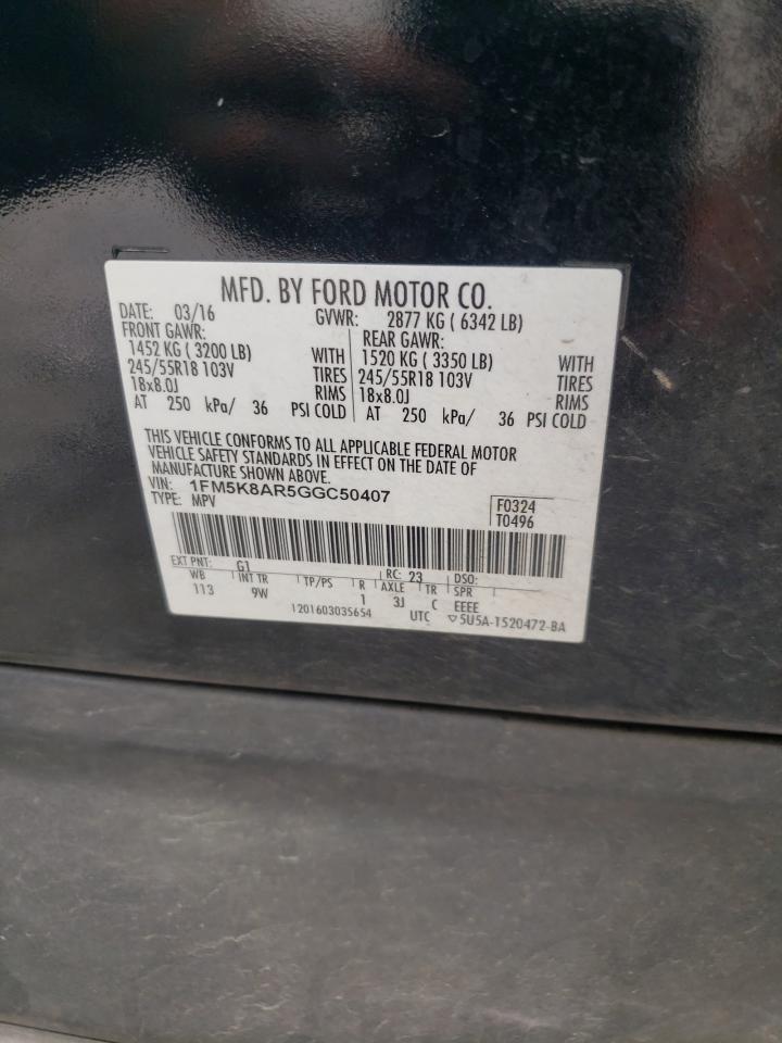 1FM5K8AR5GGC50407 FORD EXPLORER 2016