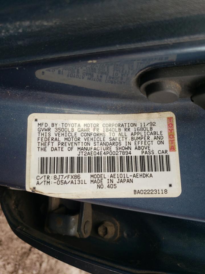 JT2AE04E4P0027894 1993 Toyota Corolla