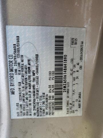 2004 Ford Freestar S VIN: 2FMZA50614BA41890 Lot: 59994074