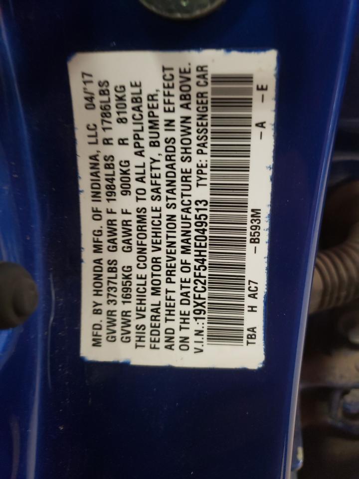 19XFC2F54HE049513 HONDA CIVIC 2017