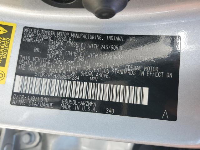 2017 Toyota Highlander Se VIN: 5TDKZRFH2HS508284 Lot: 59640564