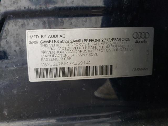 2007 Audi New S4 Quattro VIN: WAUGL78E47A069144 Lot: 58431224