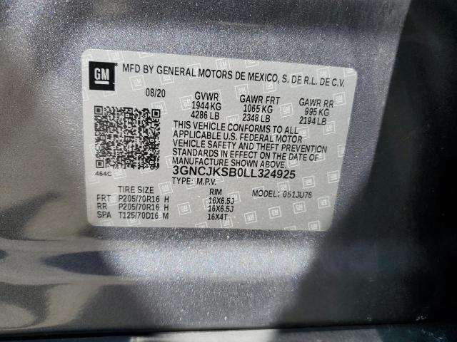 2020 Chevrolet Trax Ls VIN: 3GNCJKSB0LL324925 Lot: 59340684