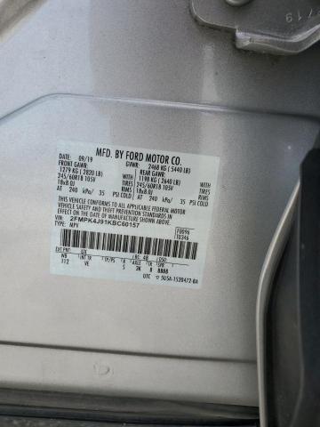 2019 Ford Edge Sel VIN: 2FMPK4J91KBC60157 Lot: 57682534