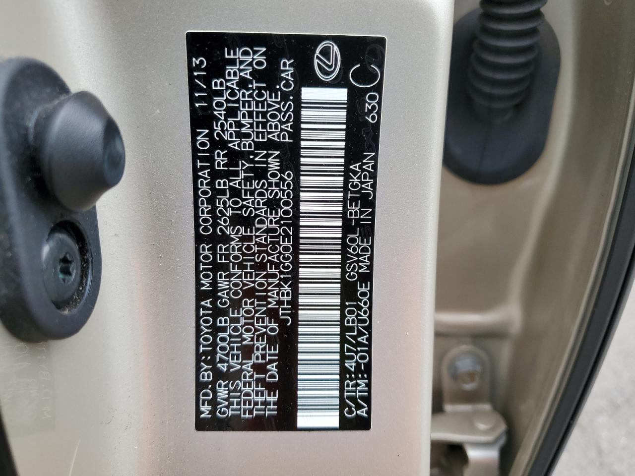 JTHBK1GG0E2100556 2014 Lexus Es 350