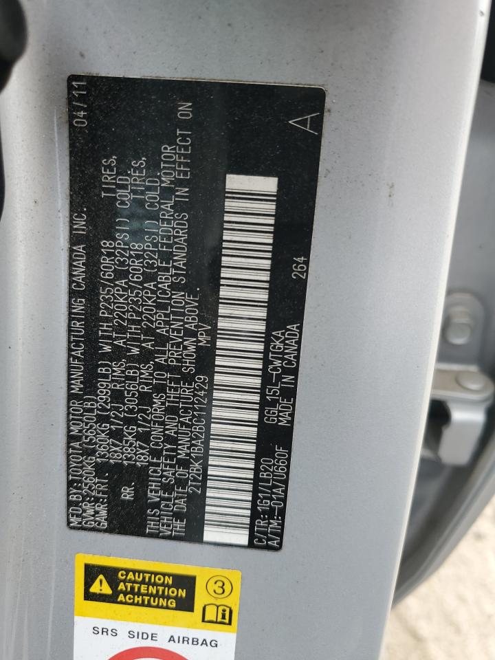 2T2BK1BA2BC112429 2011 Lexus Rx 350