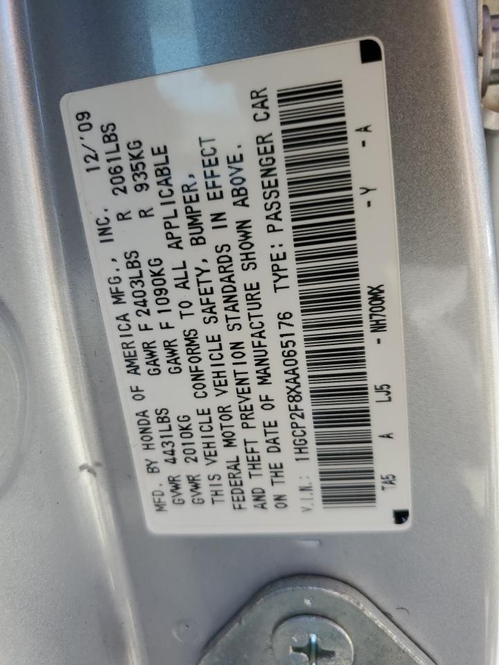 1HGCP2F8XAA065176 2010 Honda Accord Exl