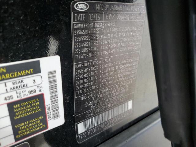2016 Land Rover Range Rover Sport Hse VIN: SALWR2KF8GA651421 Lot: 59930484