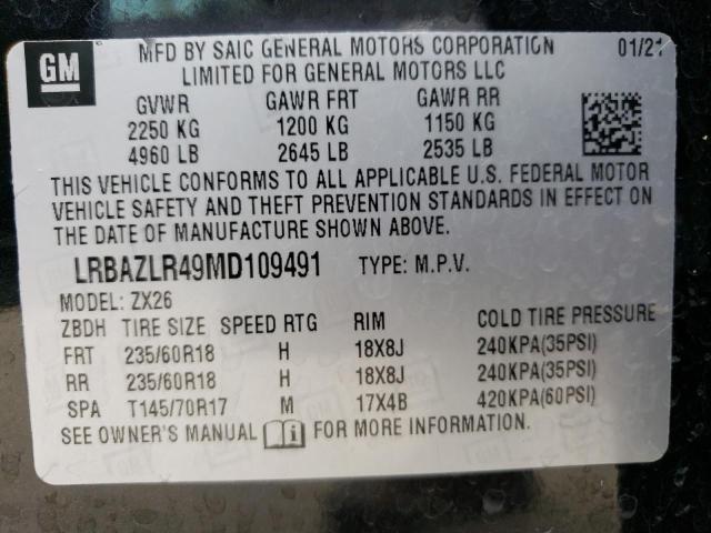 2021 Buick Envision Preferred VIN: LRBAZLR49MD109491 Lot: 59740324