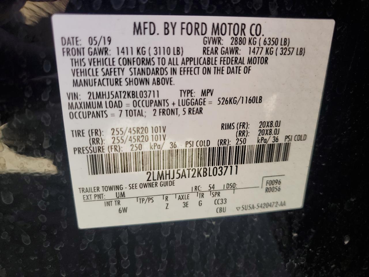 2LMHJ5AT2KBL03711 2019 Lincoln Mkt