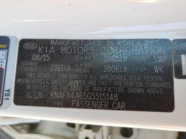 KNAFX4A65G5515148 | 2016 KIA forte lx