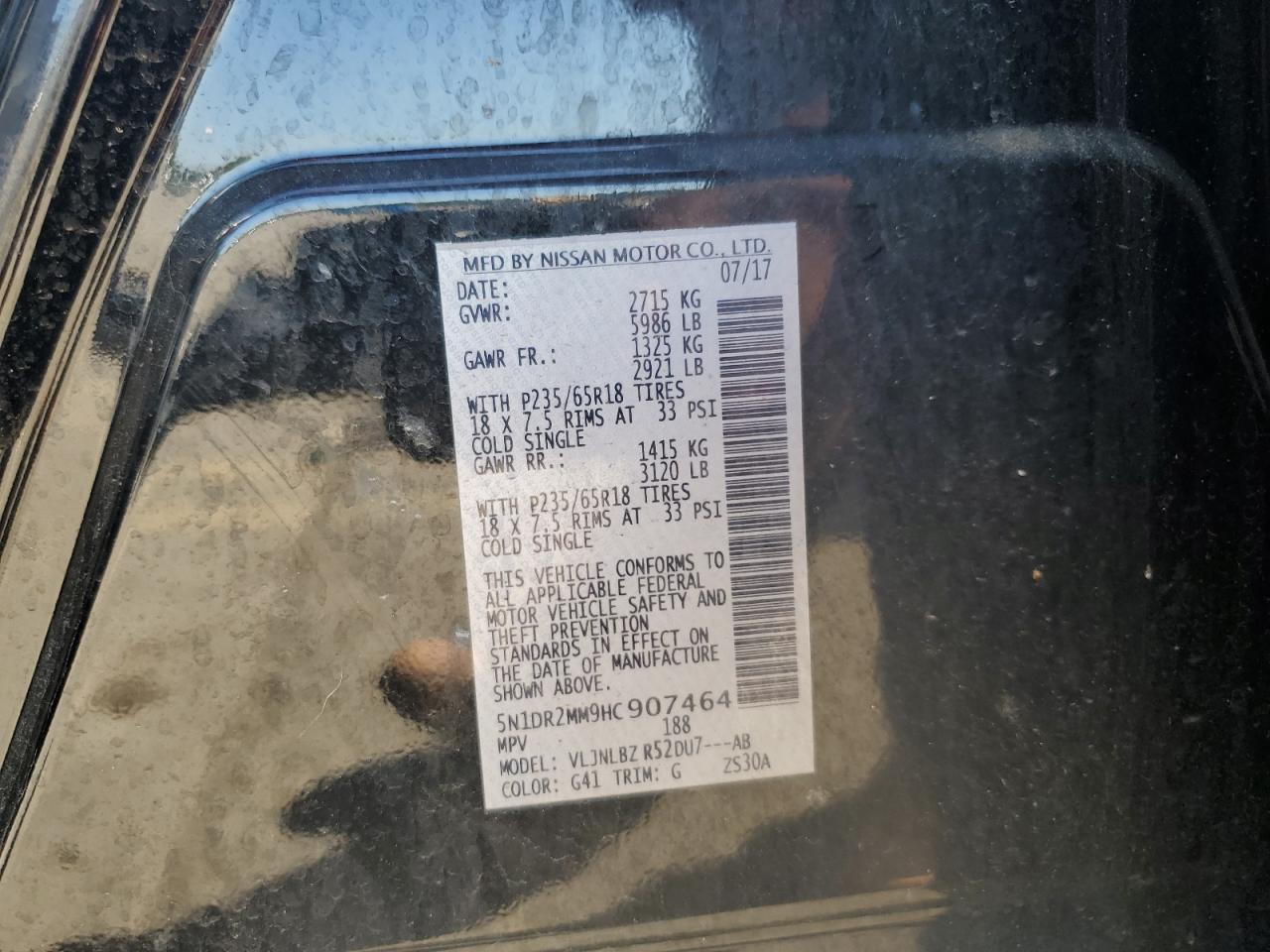 5N1DR2MM9HC907464 2017 Nissan Pathfinder S