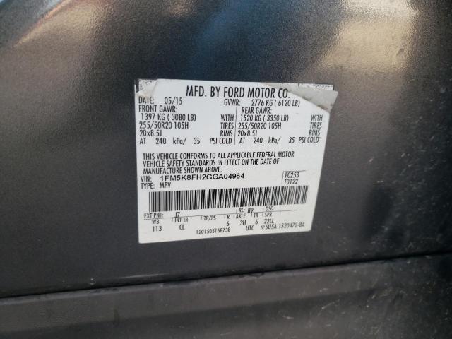 2016 Ford Explorer Limited VIN: 1FM5K8FH2GGA04964 Lot: 60514994