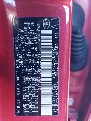 2019 TOYOTA COROLLA L - 2T1BURHE0KC221317