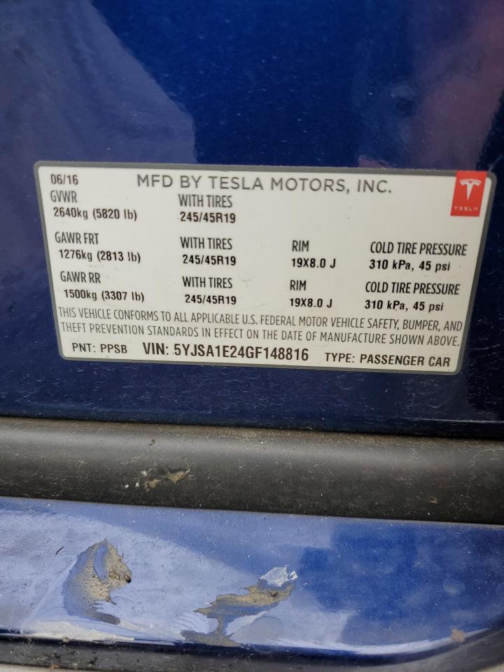 5YJSA1E24GF148816 2016 Tesla Model S