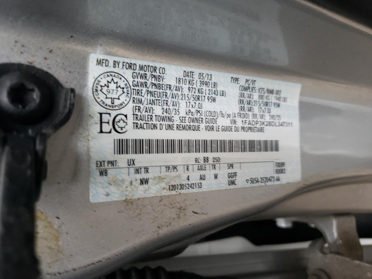 1FADP3K28DL347311 2013 Ford Focus Se