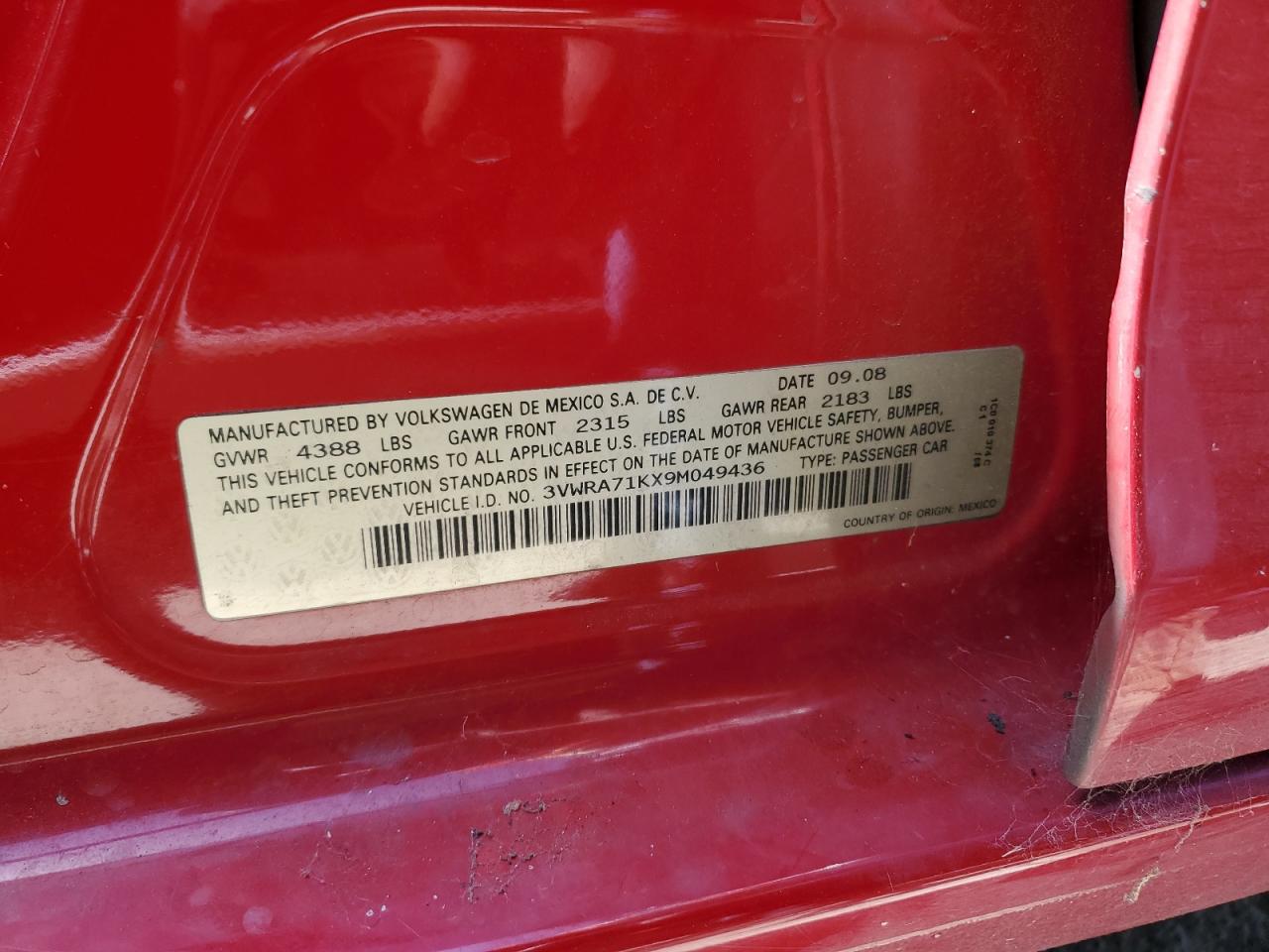 3VWRA71KX9M049436 2009 Volkswagen Jetta Wolfsburg