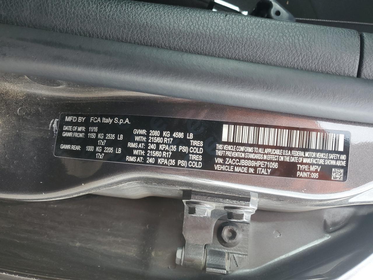 ZACCJBBB9HPE71056 2017 Jeep Renegade Latitude