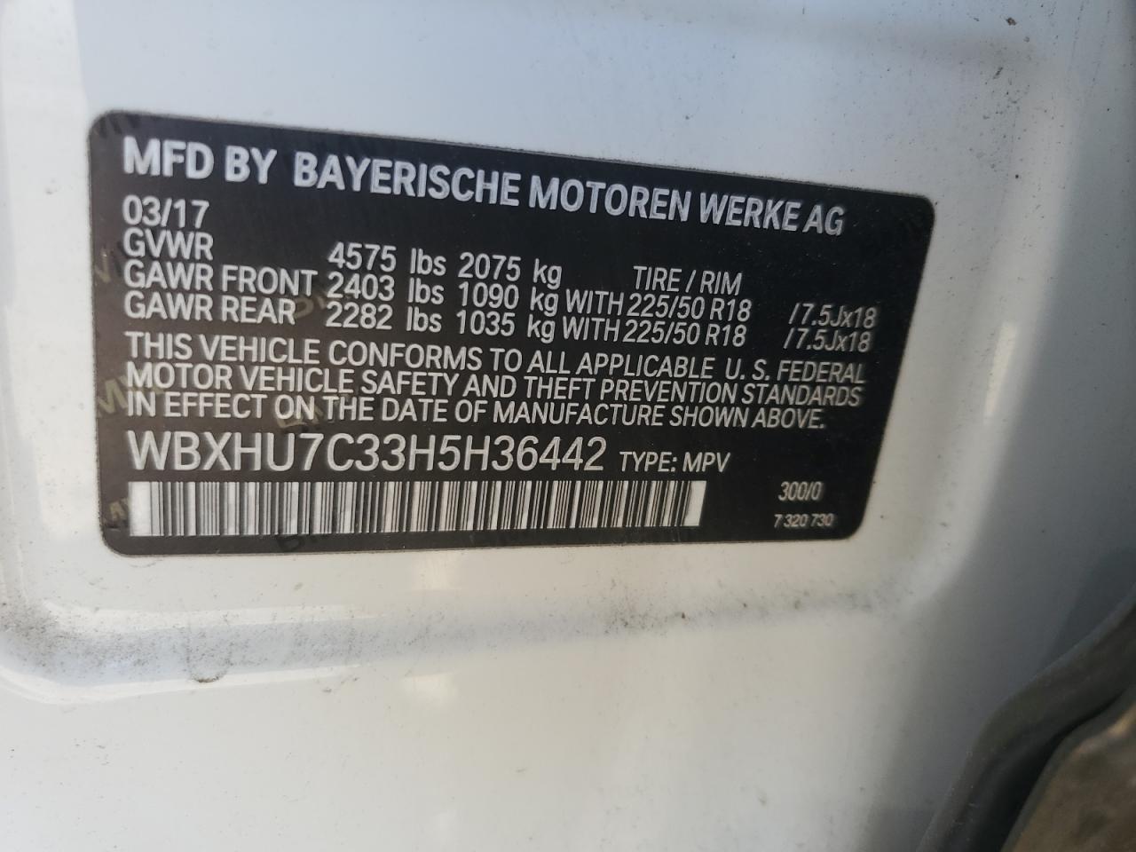 WBXHU7C33H5H36442 2017 BMW X1 Sdrive28I