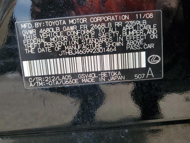 2009 Lexus Es 350 VIN: JTHBJ46G992301464 Lot: 59054794