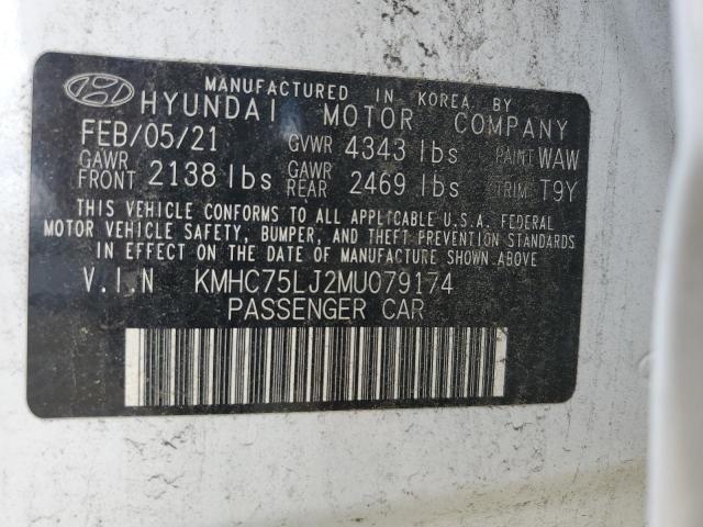 2021 Hyundai Ioniq Se VIN: KMHC75LJ2MU079174 Lot: 58291294