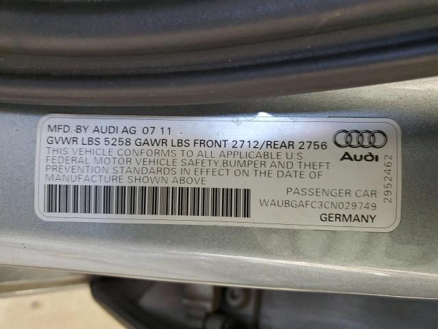 2012 Audi A6 VIN: WAUBGAFC3CN029749 Lot: 60552074