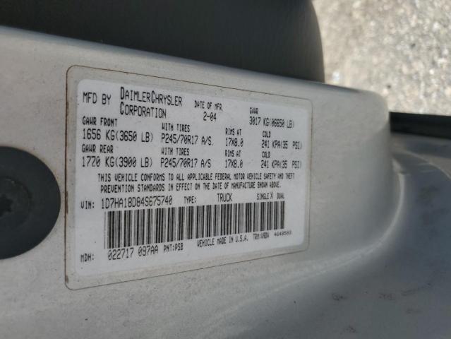 2004 Dodge Ram 1500 St VIN: 1D7HA18D84S675740 Lot: 58214514