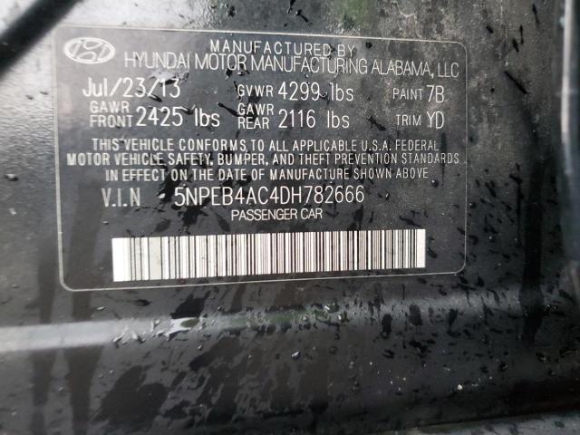 2013 Hyundai Sonata Gls VIN: 5NPEB4AC4DH782666 Lot: 57788274